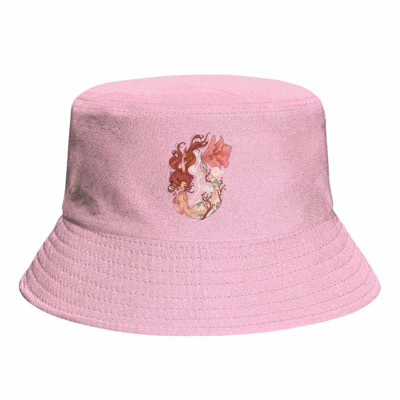 Enchanting Pastel Mermaid with Floral Accents Bucket Hat