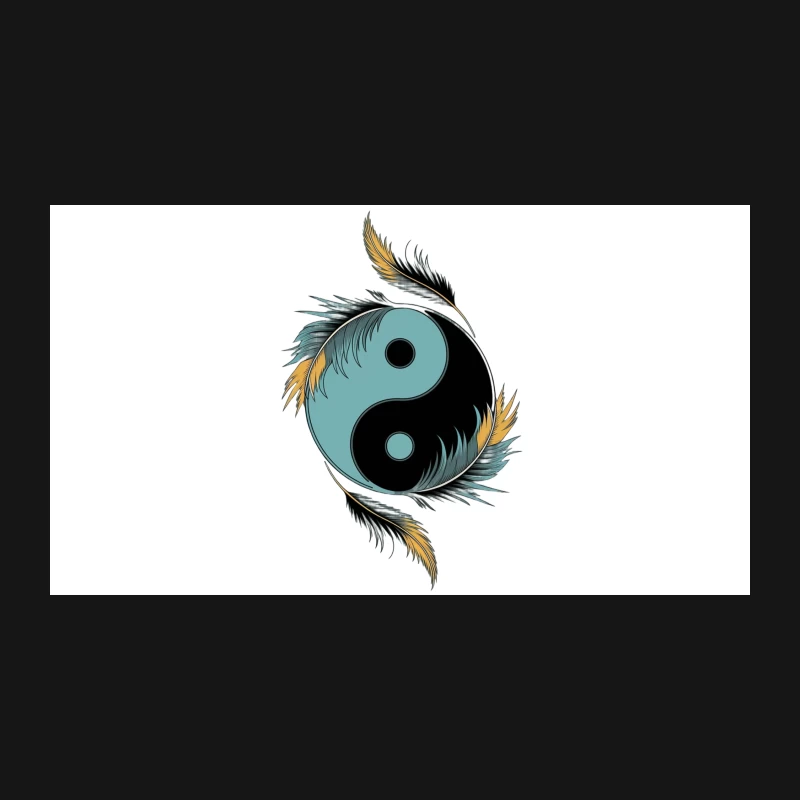 Feathered Yin Yang: Spiritual Balance in Artistic Design Desk Mat