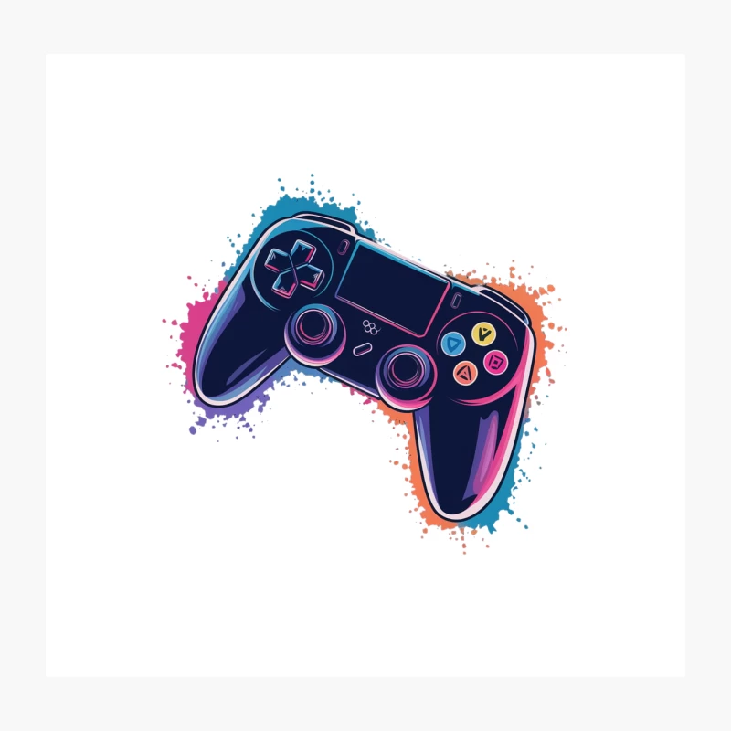 Vibrant Neon Game Controller Digital Art Throw Pillow