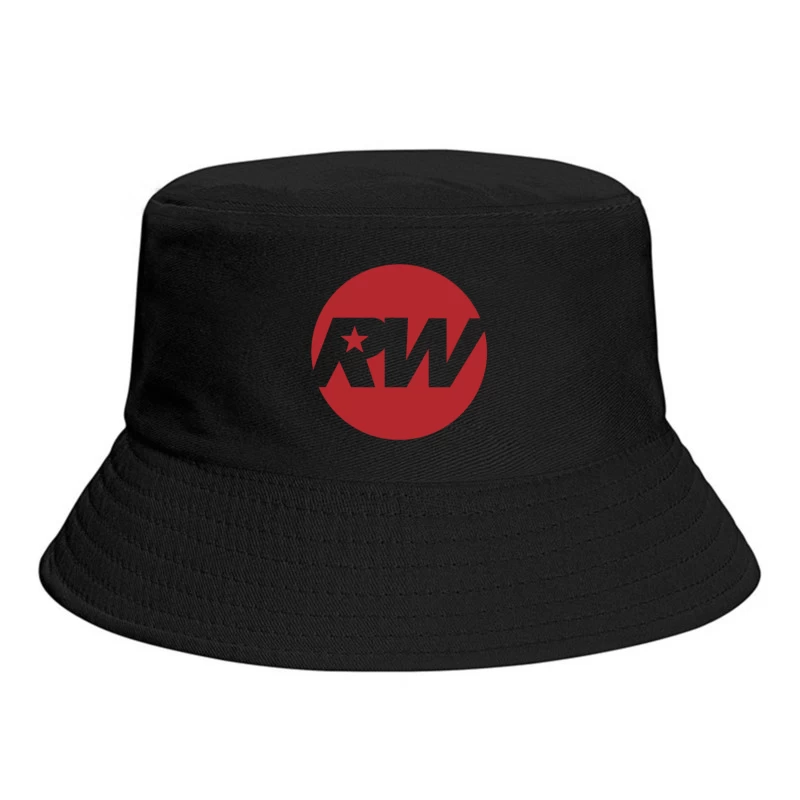 Red and White RW Star Logo Design Bucket Hat