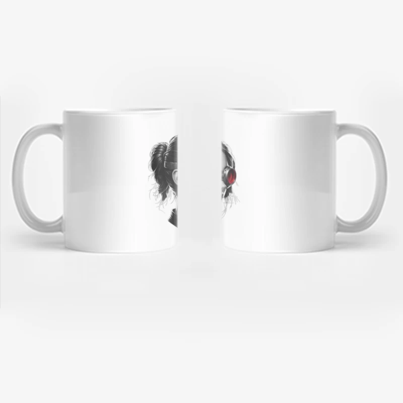 Monochrome Portrait with Red Steampunk Goggles Coffee Mug