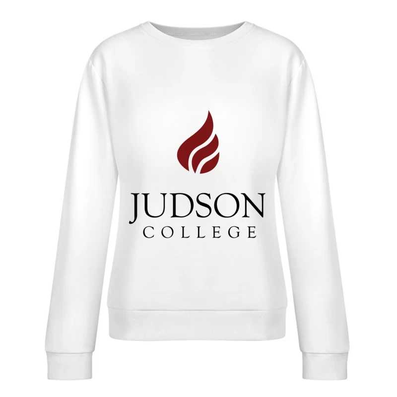 Judson College Educational Institution Logo with Red Flame Symbol Female Pullover Sweatshirt