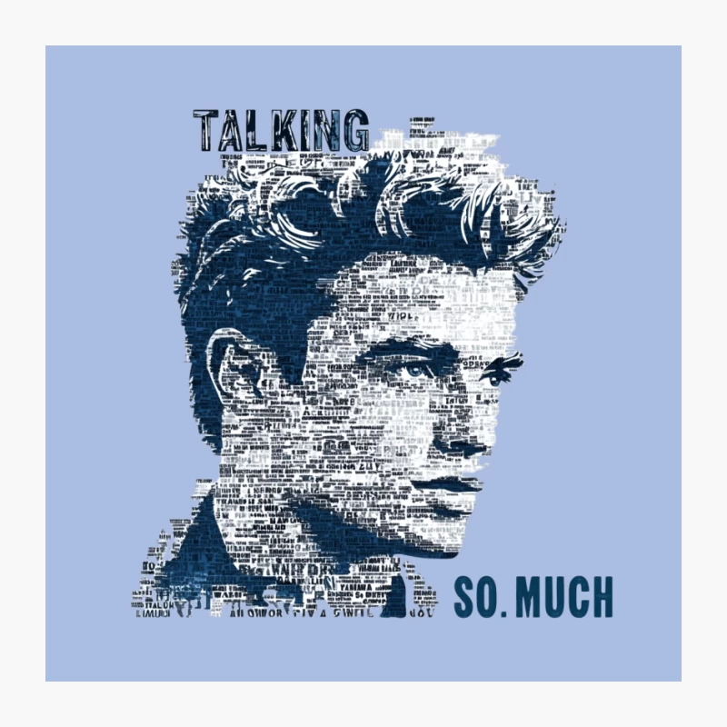 Artistic Blue and White Typographic Portrait Music Poster Pin