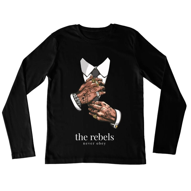 Rebellisches Tattoo-Design Damen Langarm T-Shirt