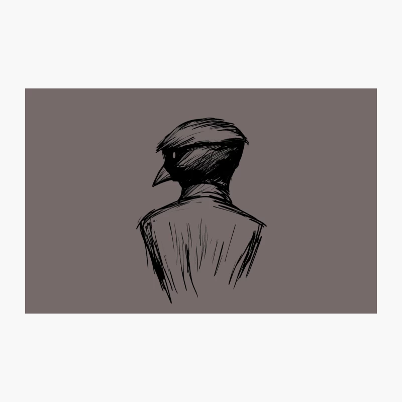 Surreal Sketch of Bird-Human Hybrid in Black and White Travel Mug