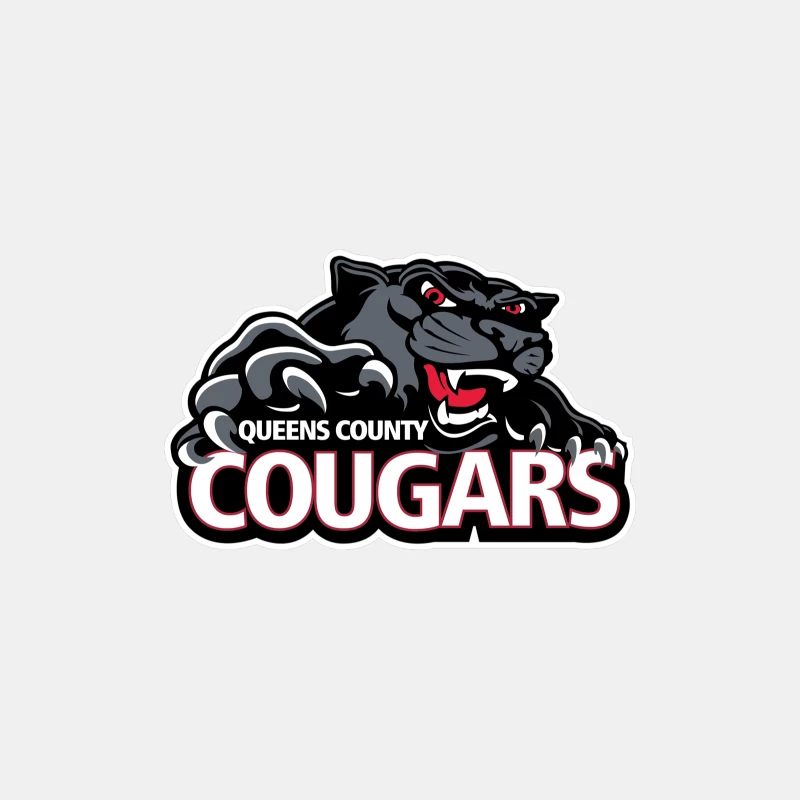 Queens County Cougars Sports Team Logo with Black Cougar Mascot Male Tank Top