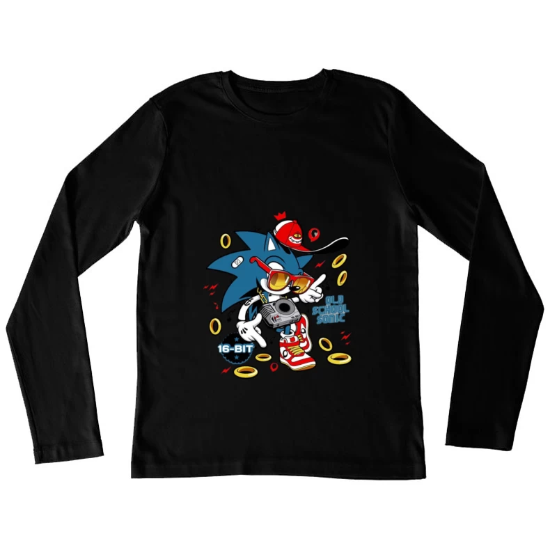 Retro Sonic im Street-Style Damen Langarm T-Shirt