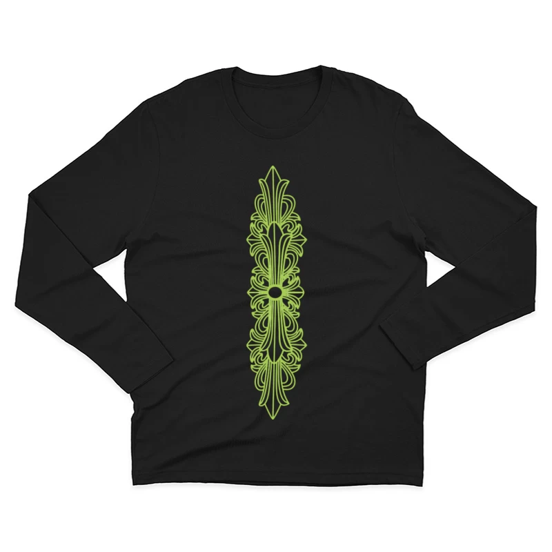 Grünes Ornamentales Design Herren Langarm T-Shirt