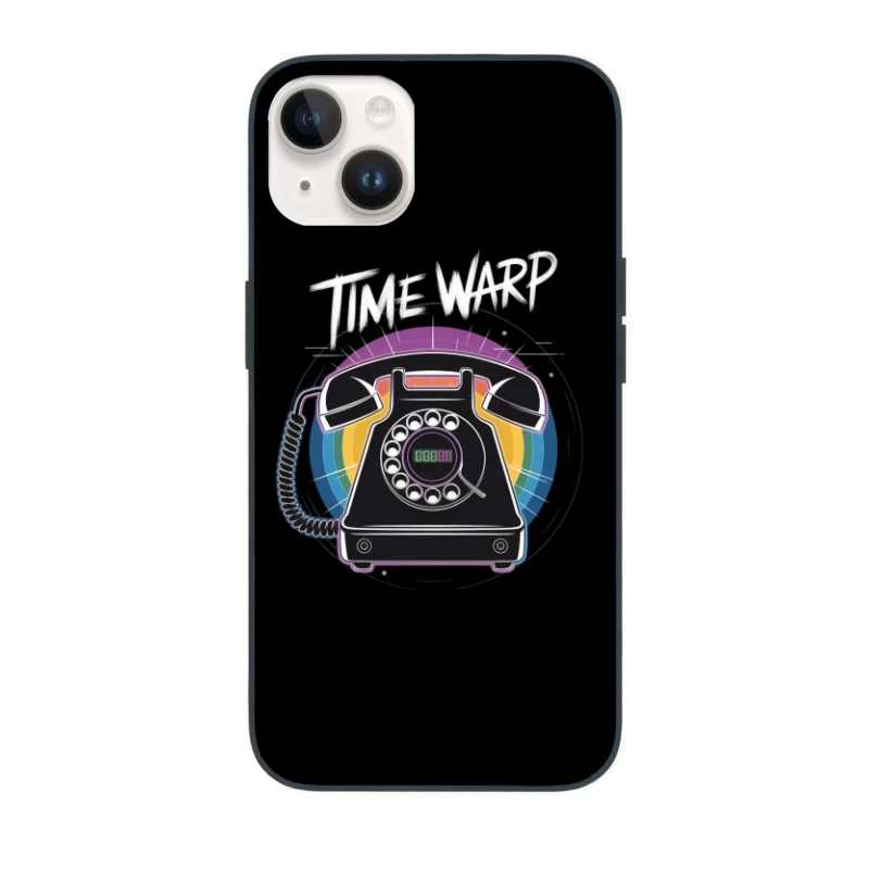 Retro Rotary Phone with Rainbow Time Warp Design iPhone Case