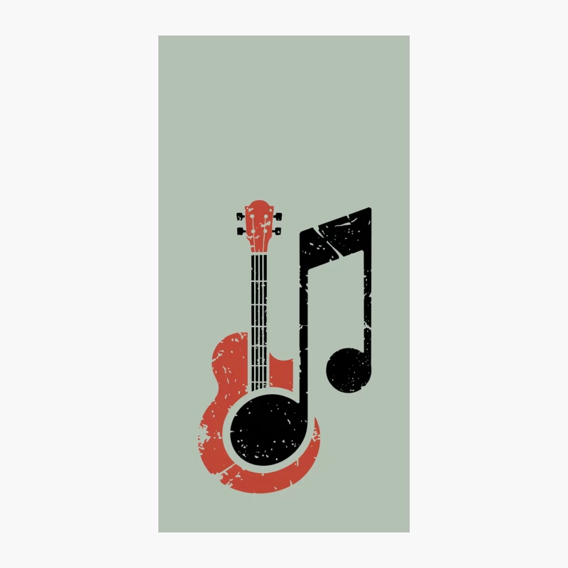 Minimalist Guitar and Music Note Graphic Design iPhone Case