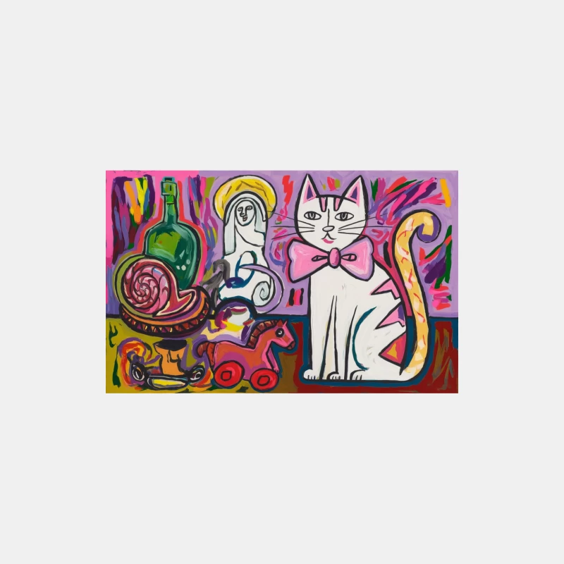 Whimsical Abstract Pop Art with Cat and Figurative Elements Male Tank Top