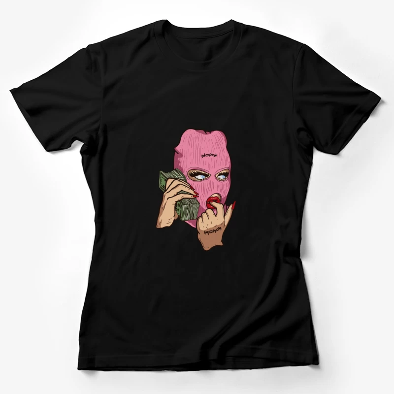Frau mit Sturmhaube und Geld Damen T-Shirt