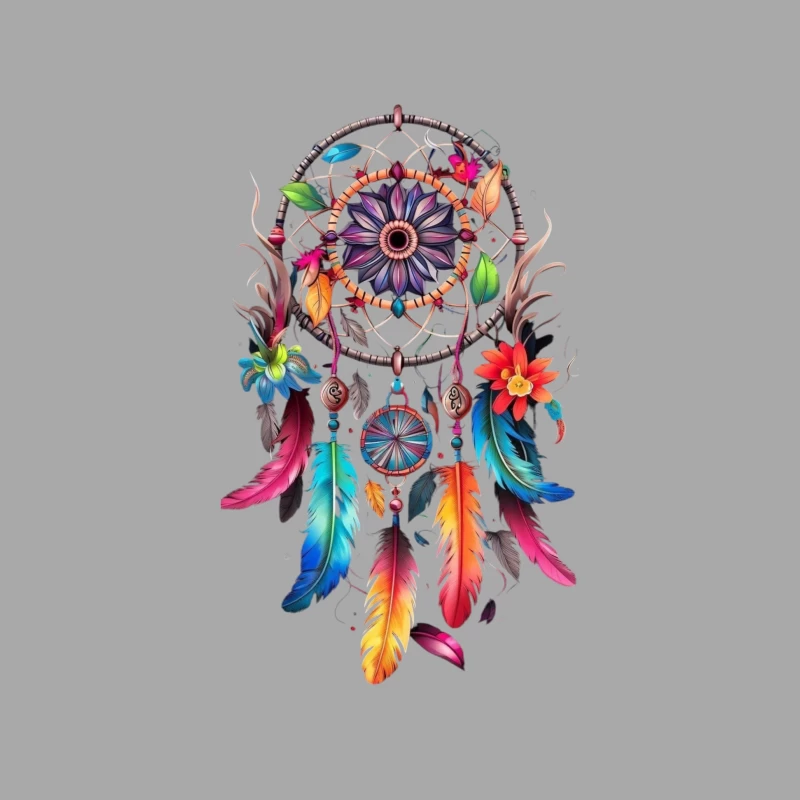 Colorful Dreamcatcher with Feathers and Flowers Female Pullover Hoodie