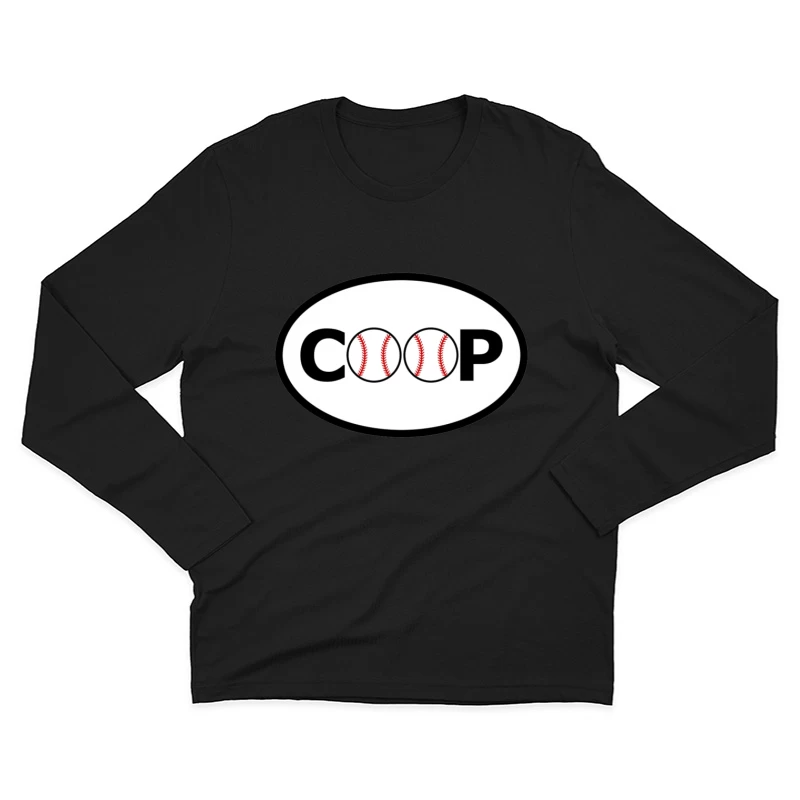 Baseball-Themed COOP Logo Design Male Long Sleeve T-Shirt