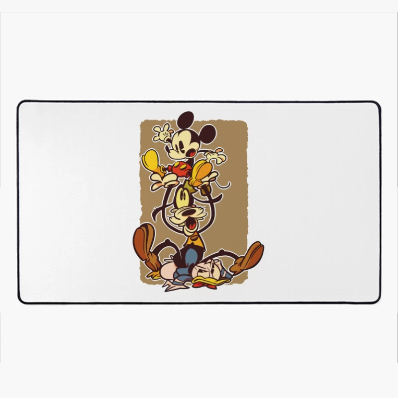 Classic Cartoon Chaos: A Tower of Laughter Desk Mat