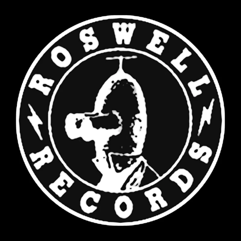 Roswell Records Black and White Circular Logo Pin