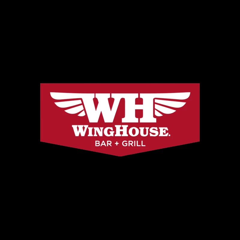 WingHouse Bar & Grill Restaurant Logo with Wings Design Throw Pillow