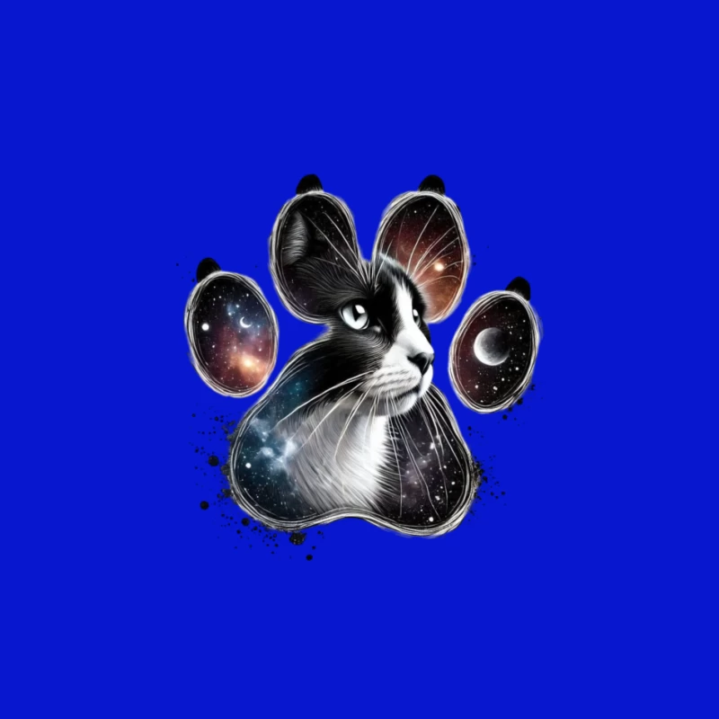 Cosmic Cat Paw Print Art Pin