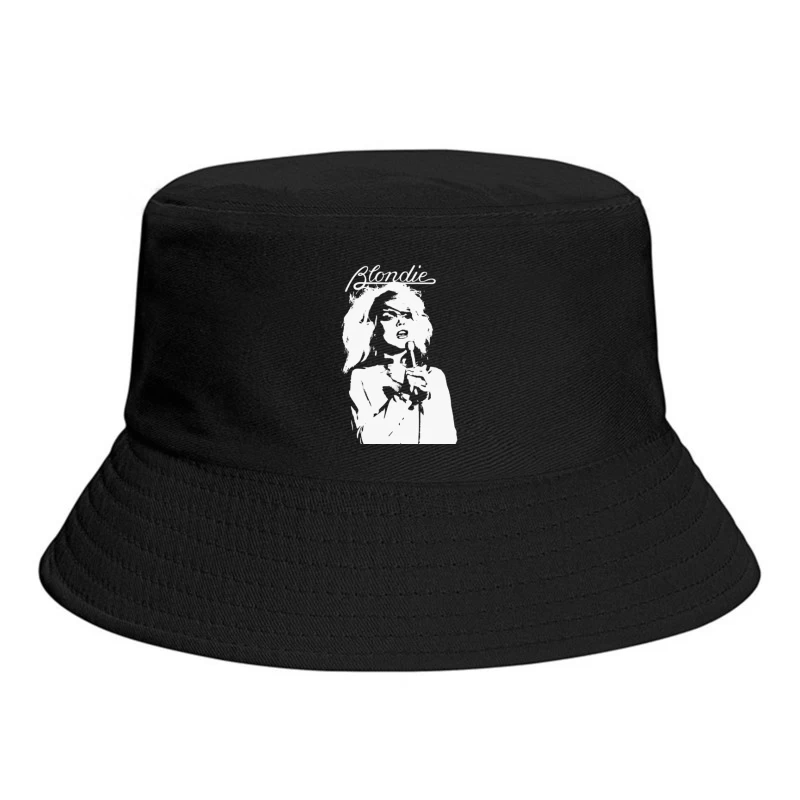 Artistic Line Drawing of Blondie Band Logo and Singer Bucket Hat