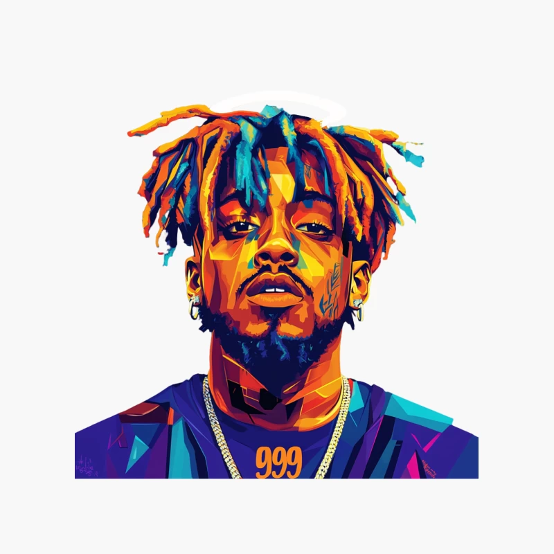 Vibrant Geometric Portrait of Hip-Hop Artist with Dreadlocks Cotton Tote Bag