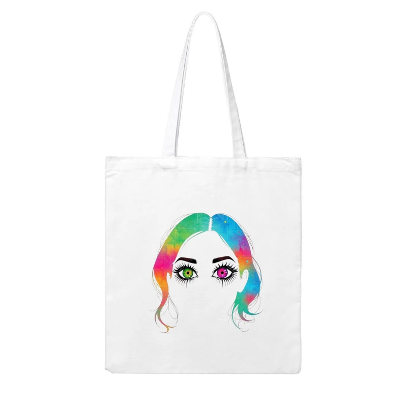 Artistic Rainbow Portrait with Heterochromatic Eyes Cotton Tote Bag