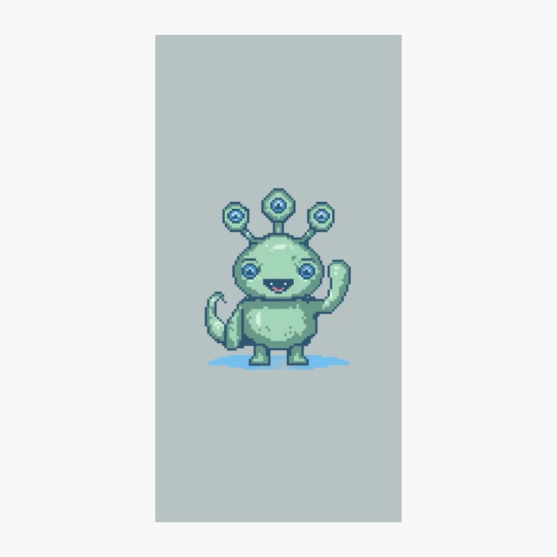 Cute Green Pixel Art Monster Character iPhone Case
