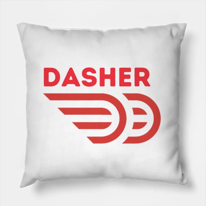 Red Minimalist Dasher Delivery Service Logo Throw Pillow