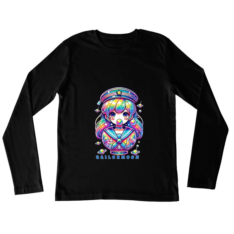 Rainbow Kawaii Sailor Moon Space Art Female Long Sleeve T-Shirt