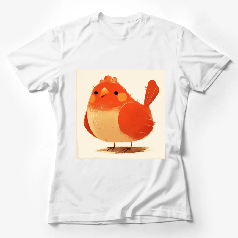 Cute Red Robin Bird Illustration Female T-Shirt