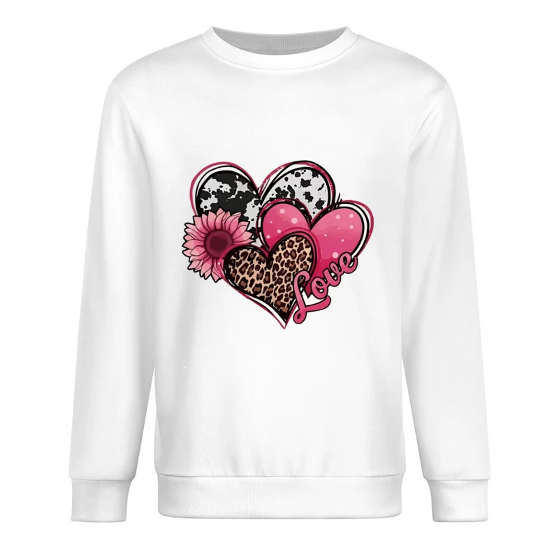 Herzen und Blumen im Mustermix Herren Pullover Sweatshirt
