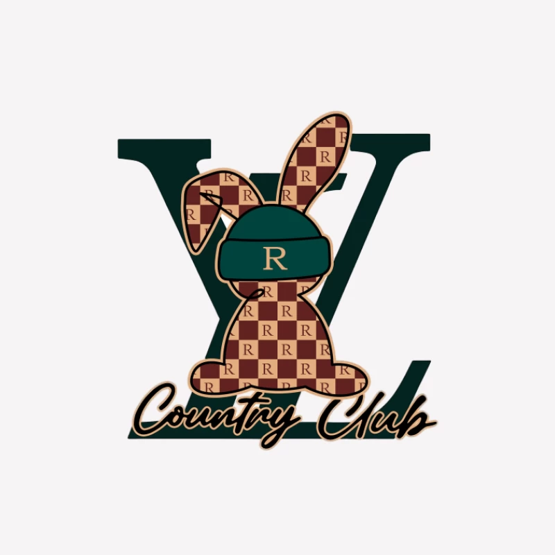 Kaninchen mit R-Muster im Country Club Stil Herren T-Shirt