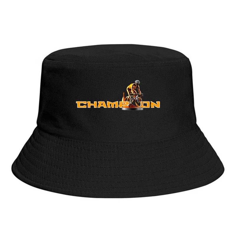 Champion Cycling Sports Logo with Trophy Cyclist Bucket Hat