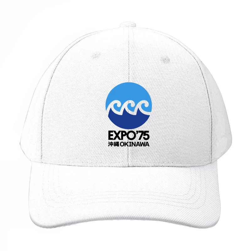 Vintage 1975 Okinawa Expo Logo with Ocean Wave Design Baseball Cap