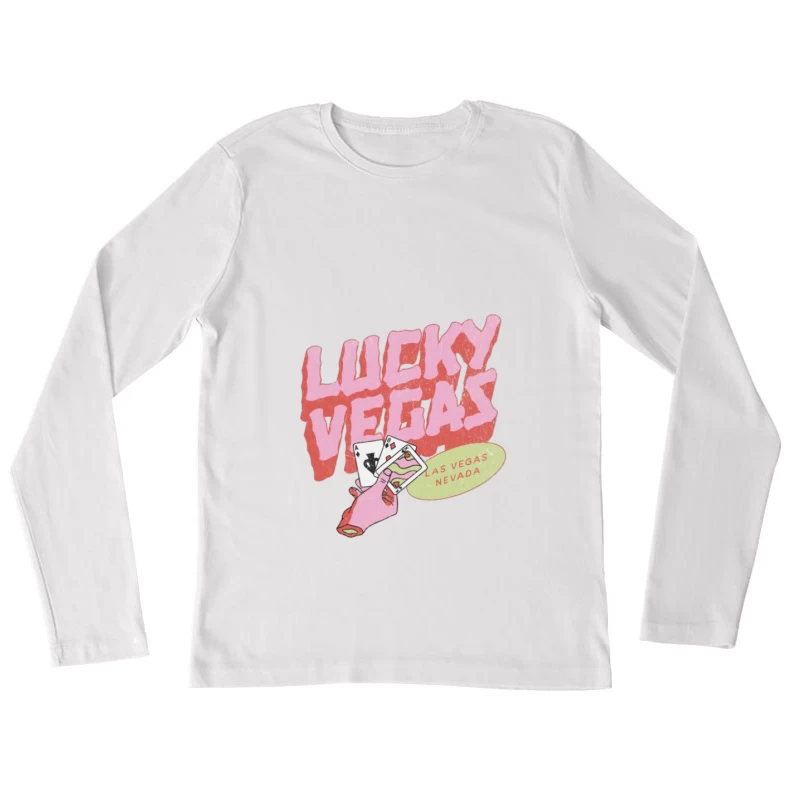 Glückliches Vegas-Design mit Karten und Schriftzug Damen Langarm T-Shirt
