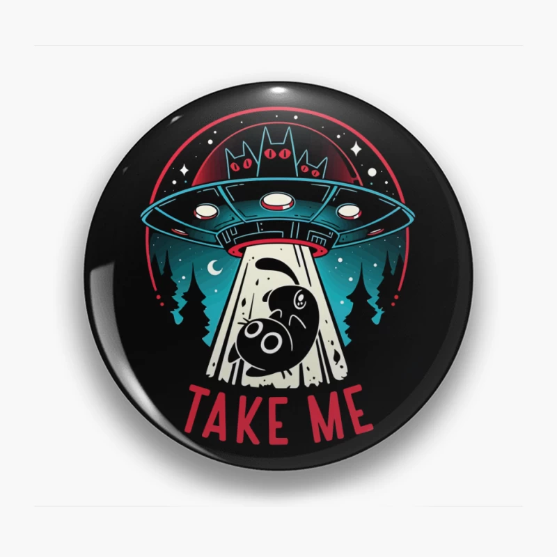 Take Me – UFO & Cat Abduction Whimsy Pin