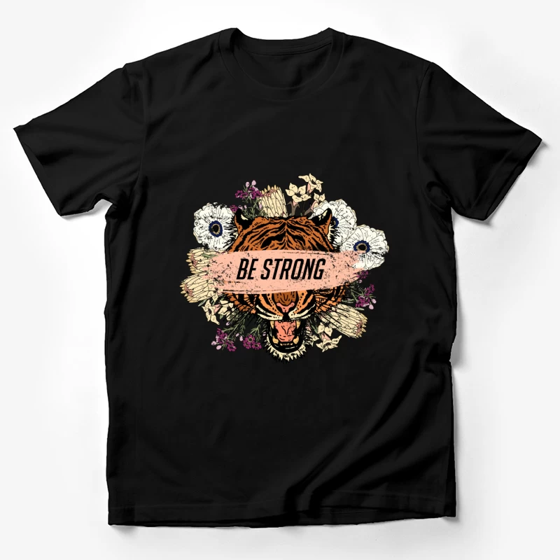 Tigre puissant avec fleurs et slogan Homme T-Shirt