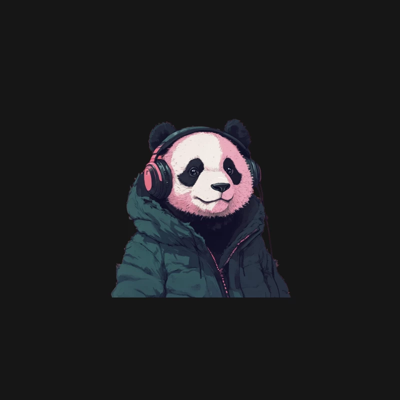 Cool Panda Listening to Music in Cozy Jacket Desk Mat