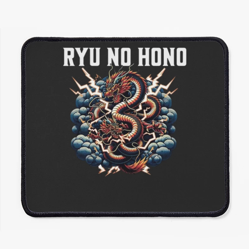 Traditional Japanese Thunder Dragon in Stormy Clouds Mouse Pad