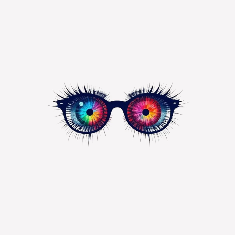 Psychedelic Rainbow Eyes Behind Glasses Female T-Shirt