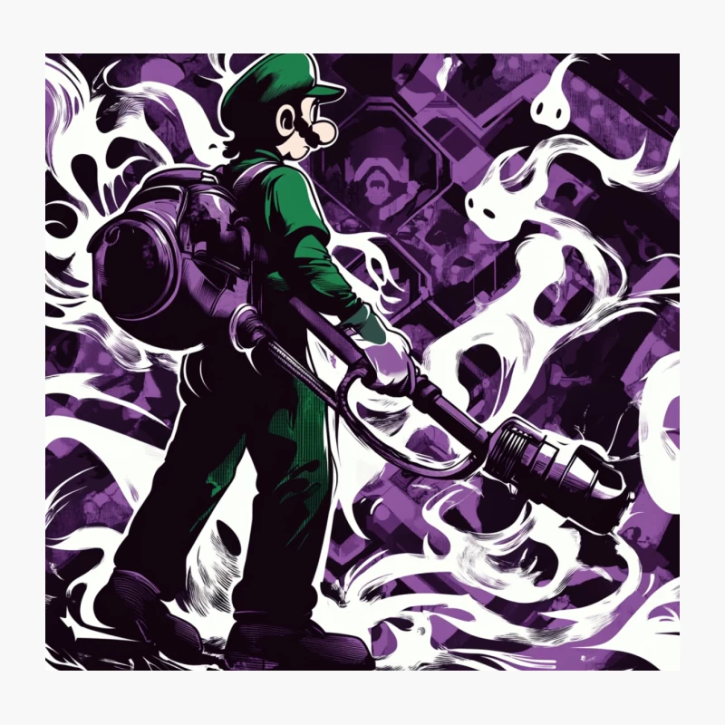 Luigi's Ghostly Adventure: Stylized Video Game Art Throw Pillow