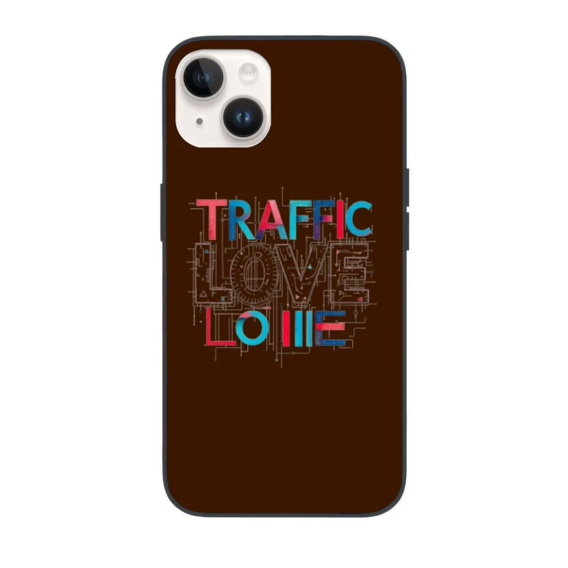 Traffic Love Typography with Technical Design Elements iPhone Case