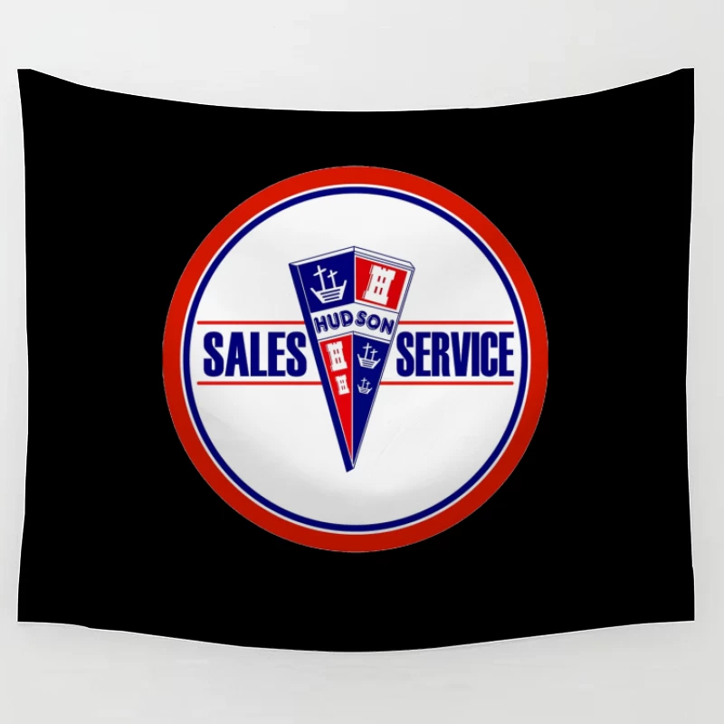 Vintage Hudson Automotive Sales & Service Dealership Logo Tapestry