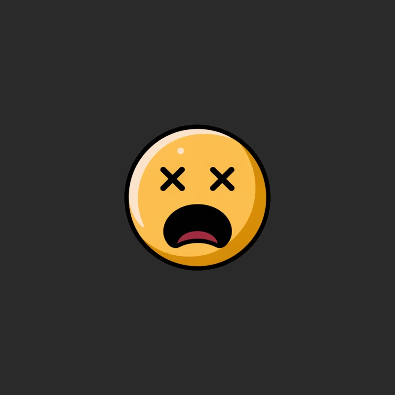 Dead Tired Yellow Emoji Face Baseball Cap