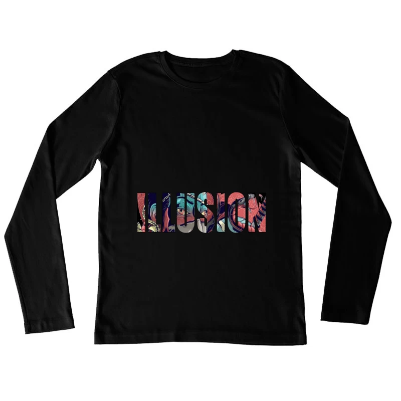 Colorful Artistic Illusion Design Female Long Sleeve T-Shirt