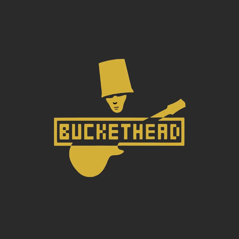 Gold Buckethead Guitar Player Logo Design Baseball Cap