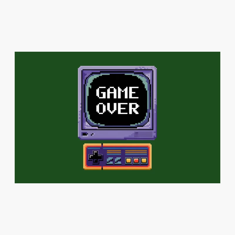 Retro 8-Bit Game Over Screen with Gaming Console Travel Mug