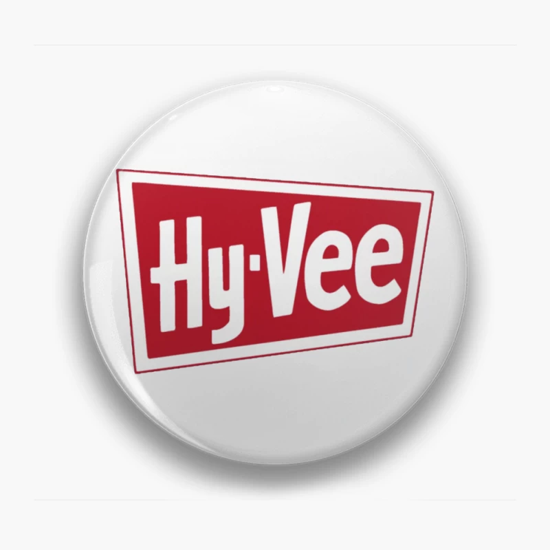 Hy-Vee Supermarket Chain Logo in Red and White Pin