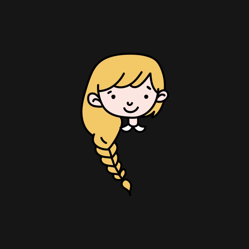 Dessin de fille avec tresse Homme Manches Longues T-Shirt
