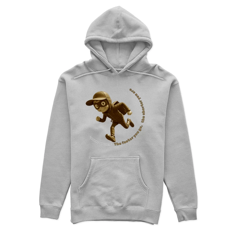 Vintage-Style Cartoon Runner with Mysterious Mask Female Pullover Hoodie