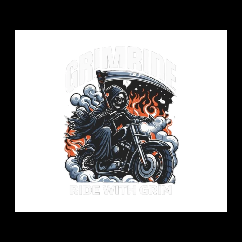 Grim Reaper's Fiery Motorcycle Ride Tapestry